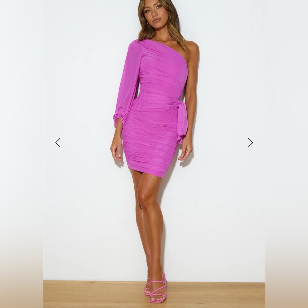Hello Molly One-Shoulder Pink Dress